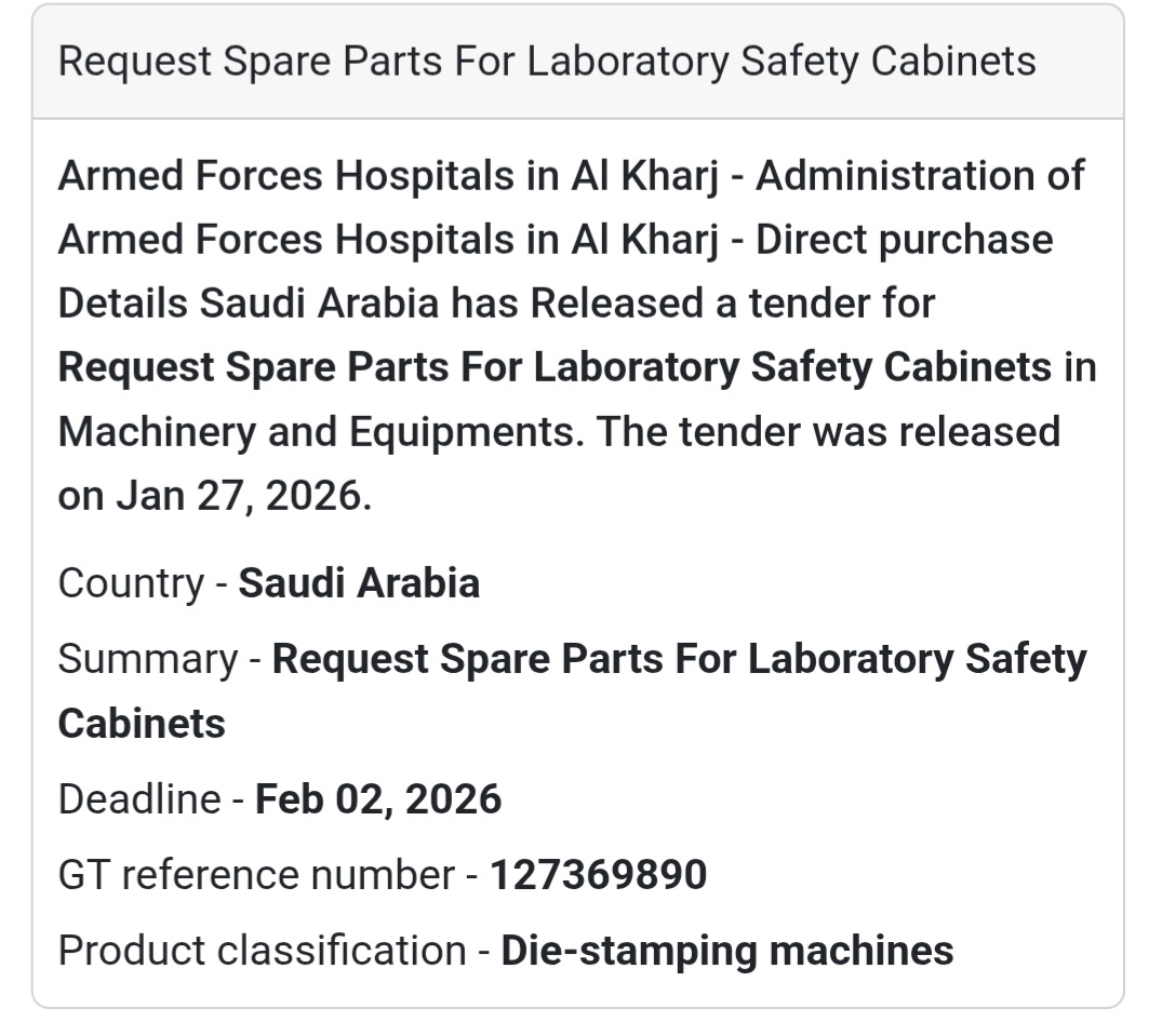 🧪 Spare Parts for Laboratory Safety Cabinets 🇸🇦 Saudi Arabia