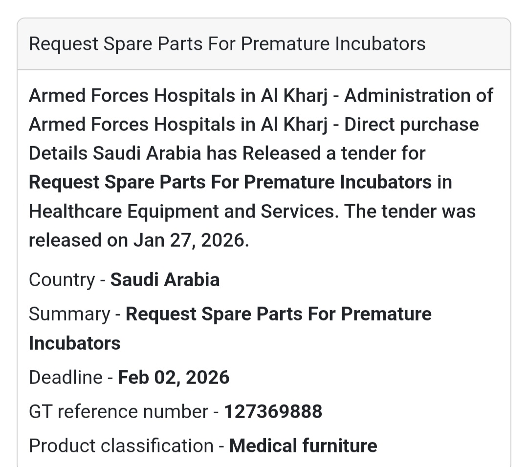 👶 Spare Parts for Premature Incubators (Request)