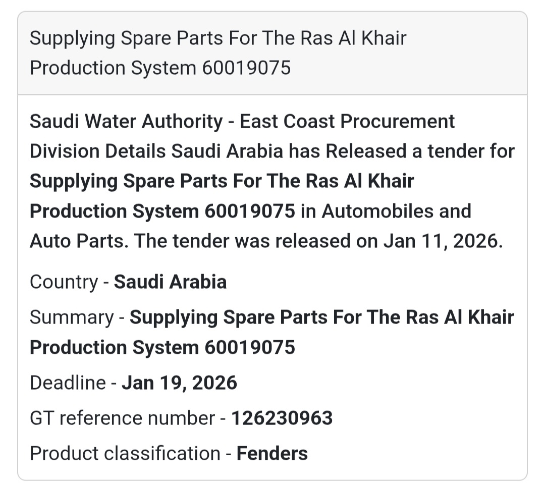 SPARE PARTS SUPPLY – RAS AL KHAIR