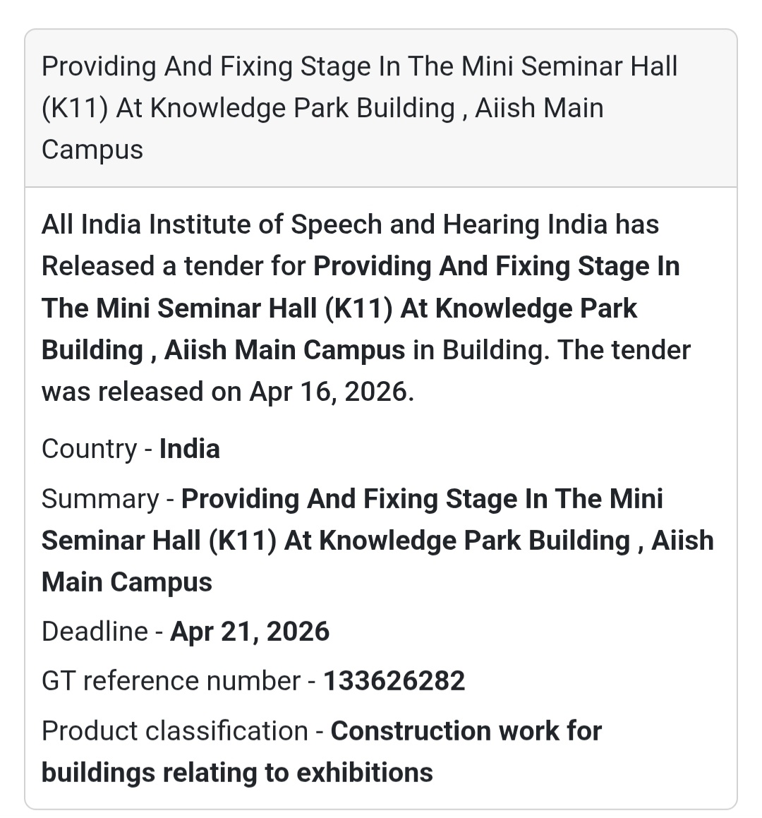 🎭 Stage Setup Tender | India 🇮🇳