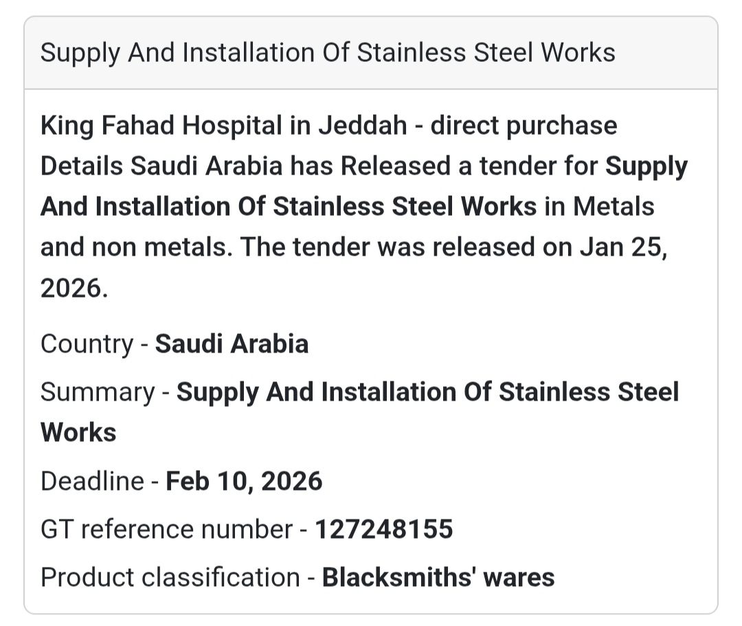 🔩 Stainless Steel Works – Supply & Installation
