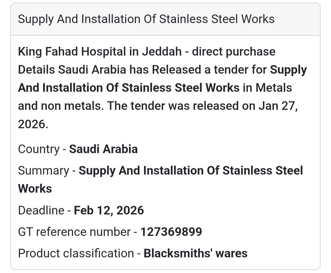 🔩 Stainless Steel Works – Supply & Installation