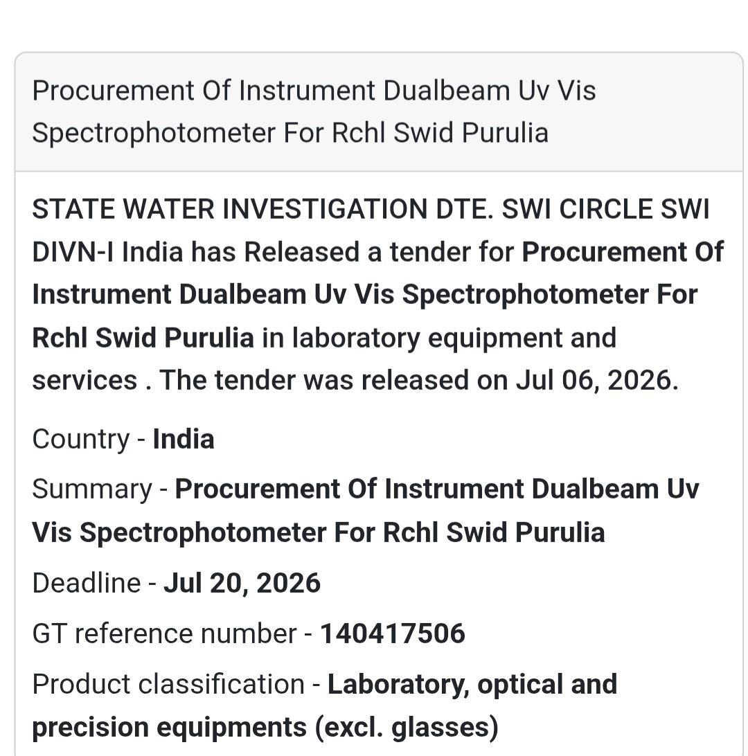 🔬 State Water Investigation Directorate Tender | India