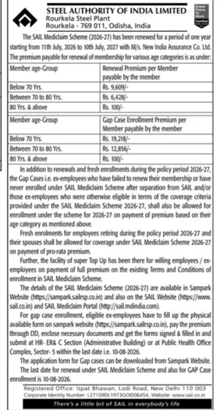 STEEL AUTHORITY OF INDIA LIMITEDRourkela Steel Plant