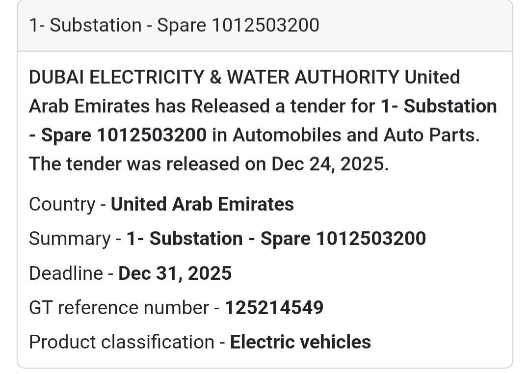 🚗 Substation Spare Supply | UAE 🇦🇪