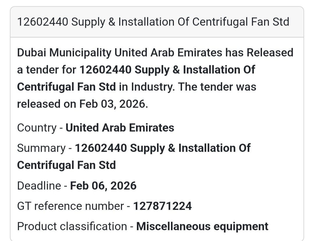 🌬️ Supply & Installation of Centrifugal Fan (STD)