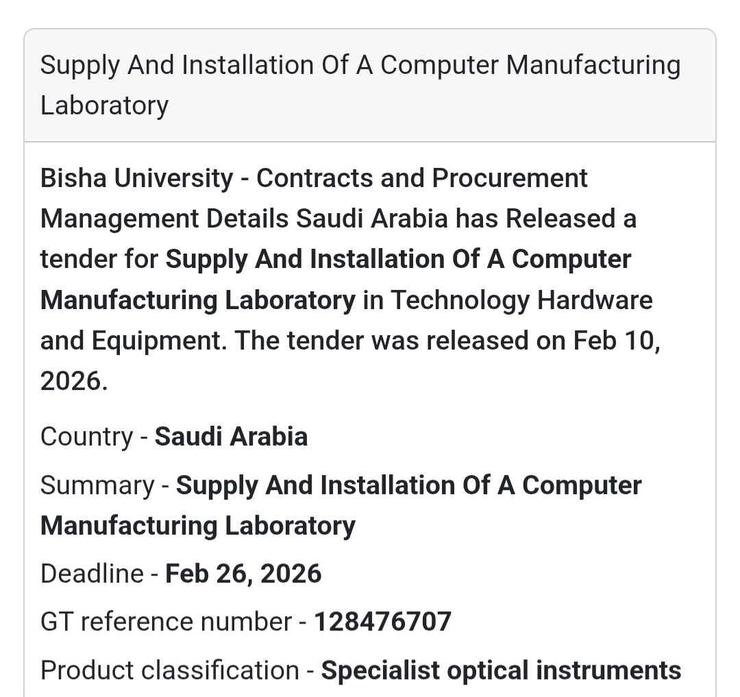 💻 Supply & Installation of Computer Manufacturing Laboratory
