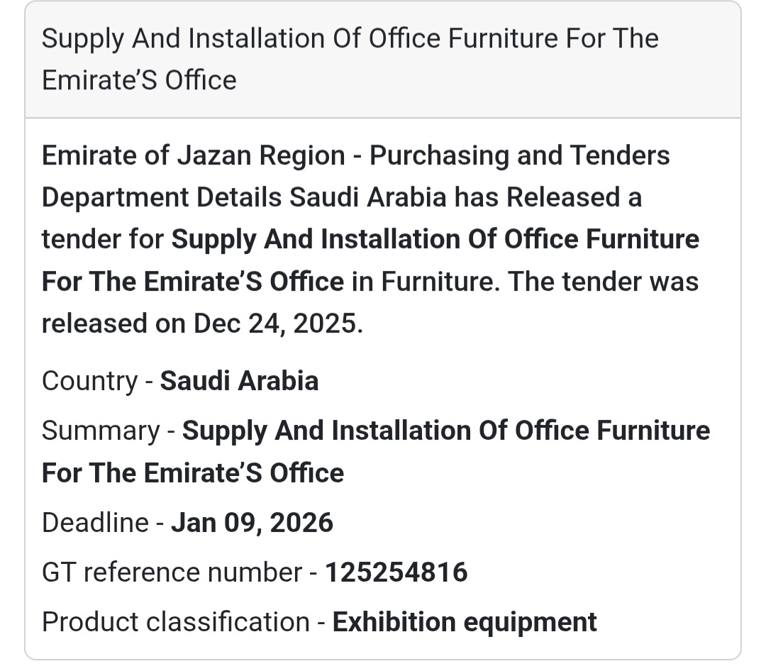 🪑 Supply & Installation of Office Furniture – Jazan 🇸🇦