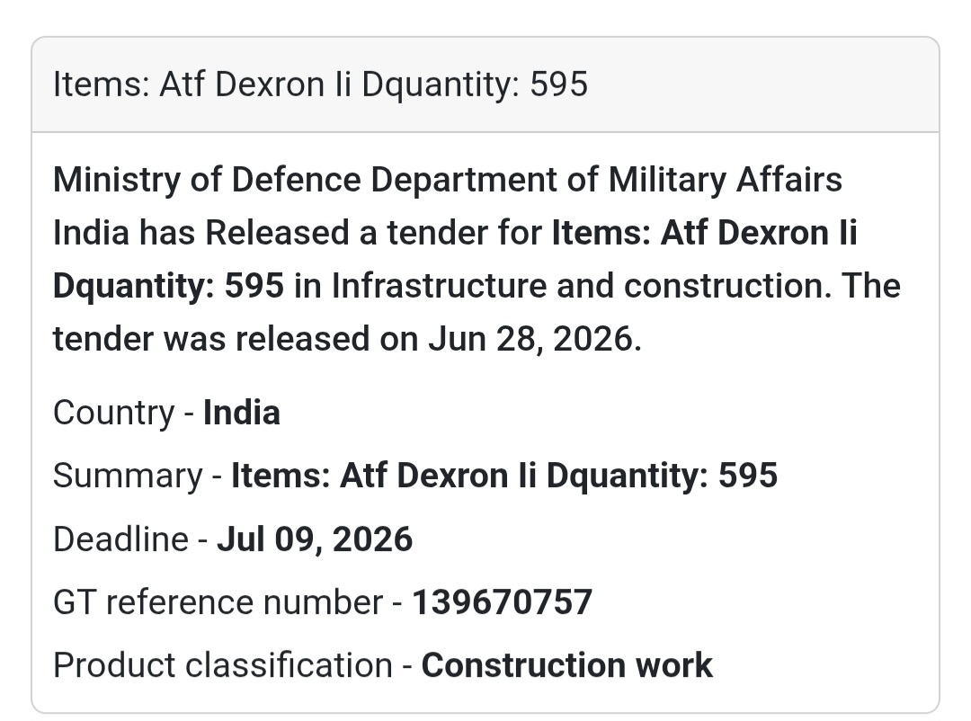 🛢️ Supply of ATF Dexron II | India 🇮🇳