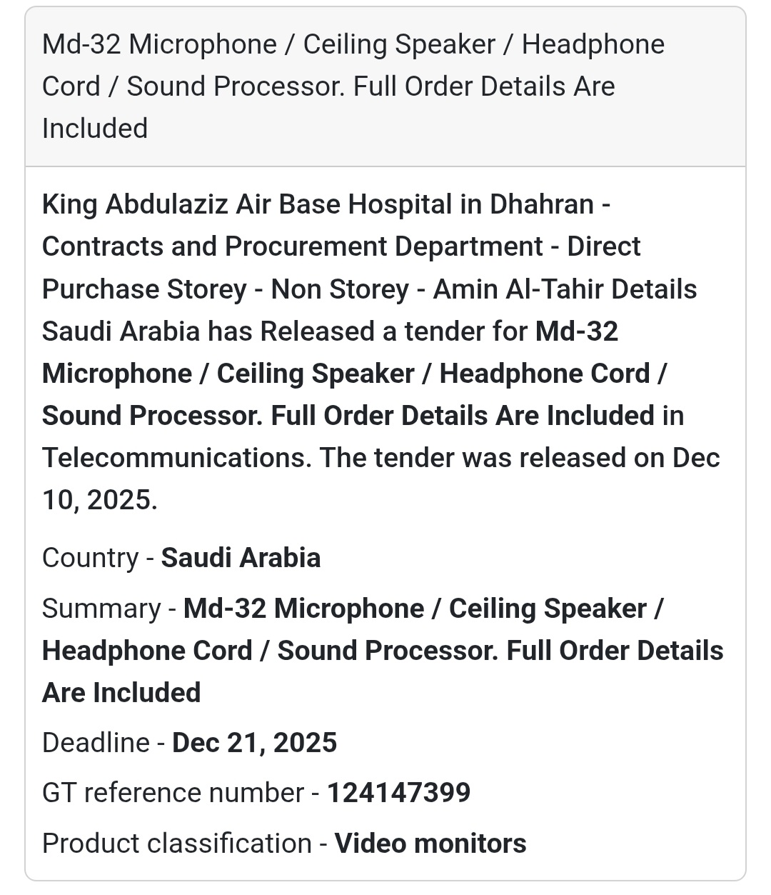 🎙️ Supply of Audio Equipment