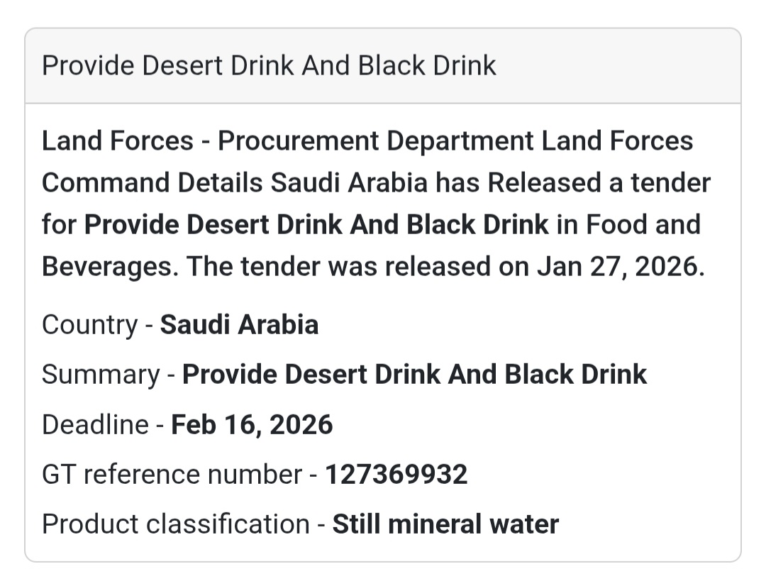 🥤 Supply of Desert Drink & Black Drink 🇸🇦 Saudi Arabia