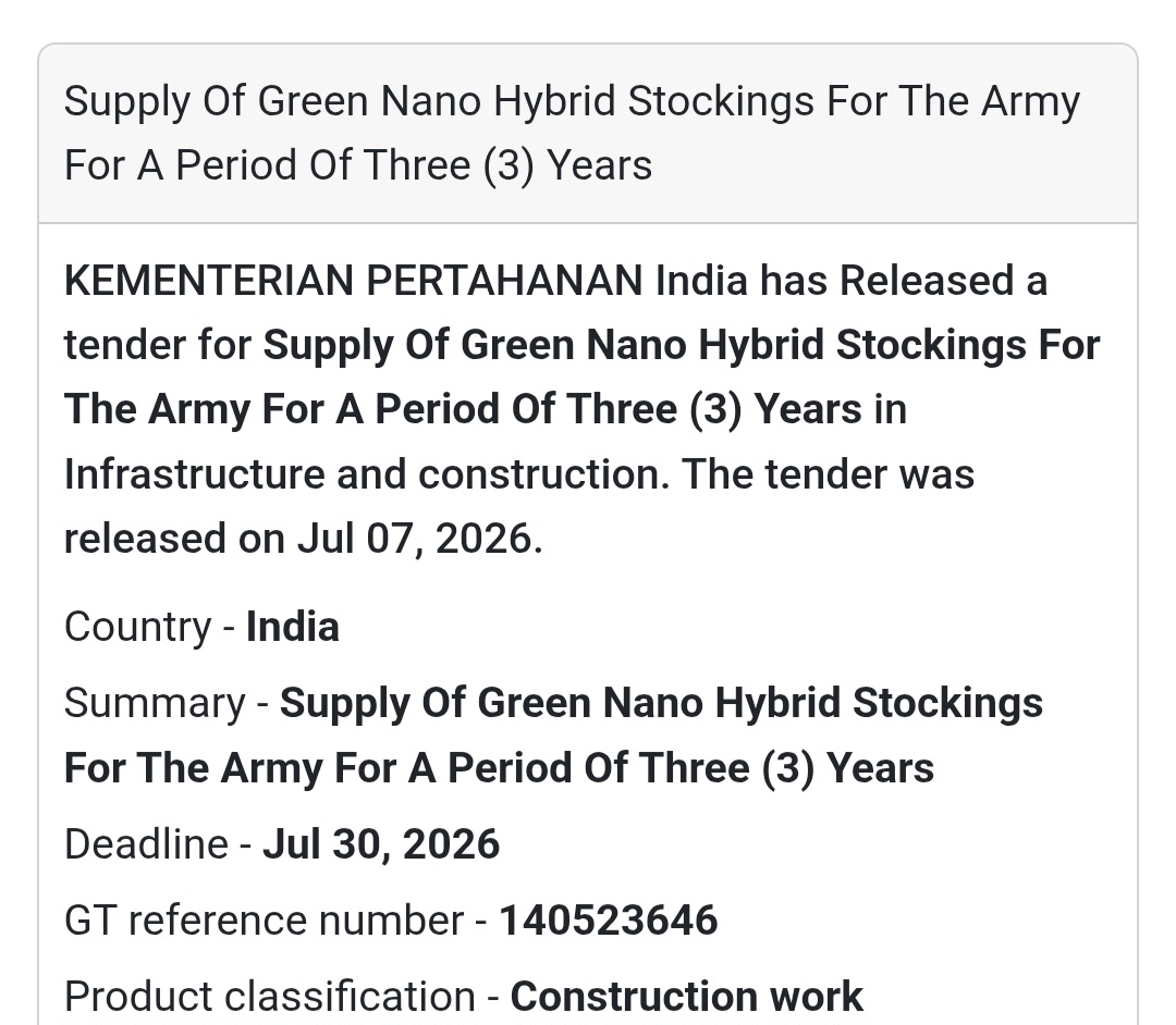 🧦 Supply of Green Nano Hybrid Stockings for the Army | Malaysia