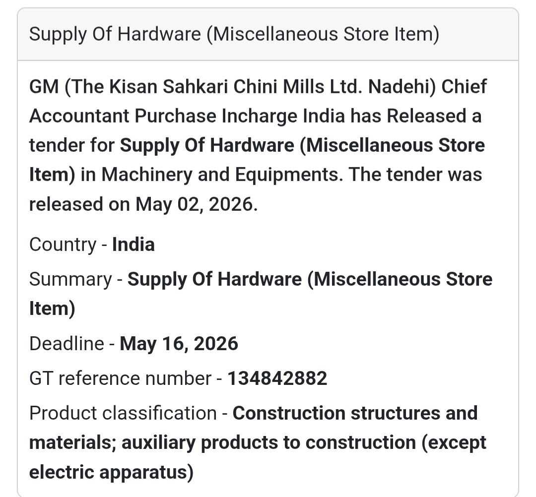 🧰 Supply of Hardware Items