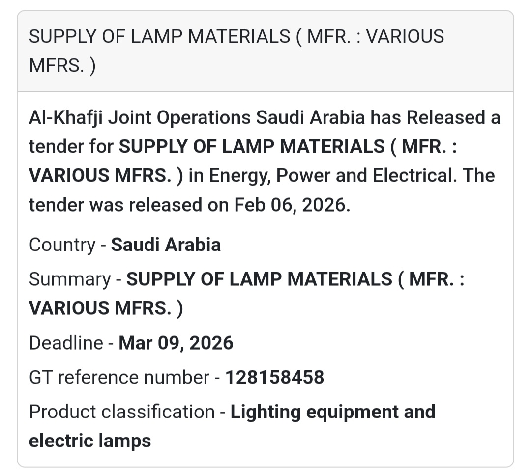 💡 Supply of Lamp Materials