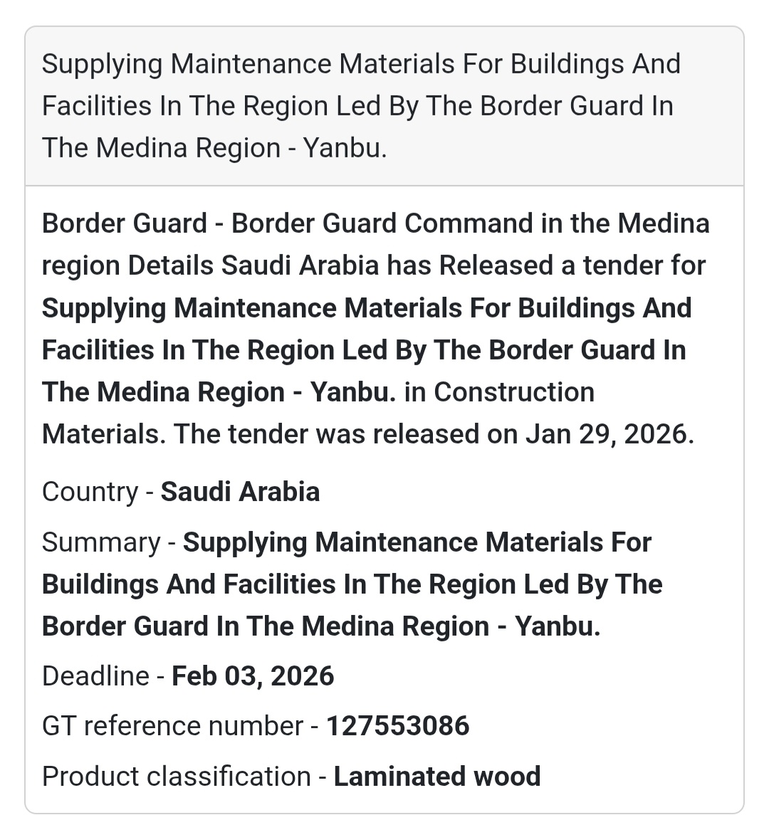 🪵 Supply of Maintenance Materials