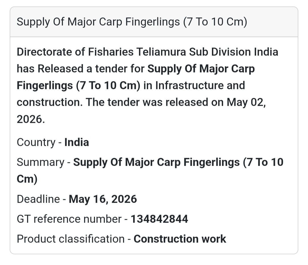 🐟 Supply of Major Carp Fingerlings