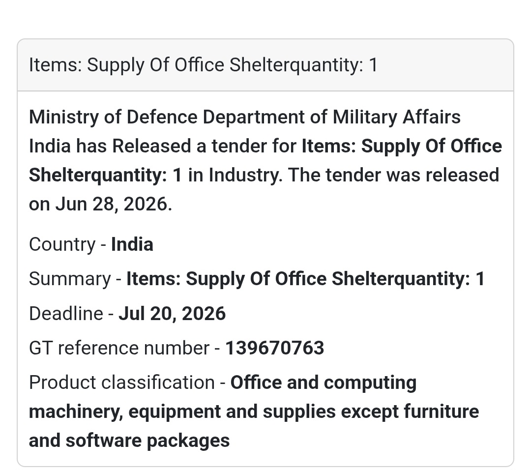 🏢 Supply of Office Shelter | India 🇮🇳