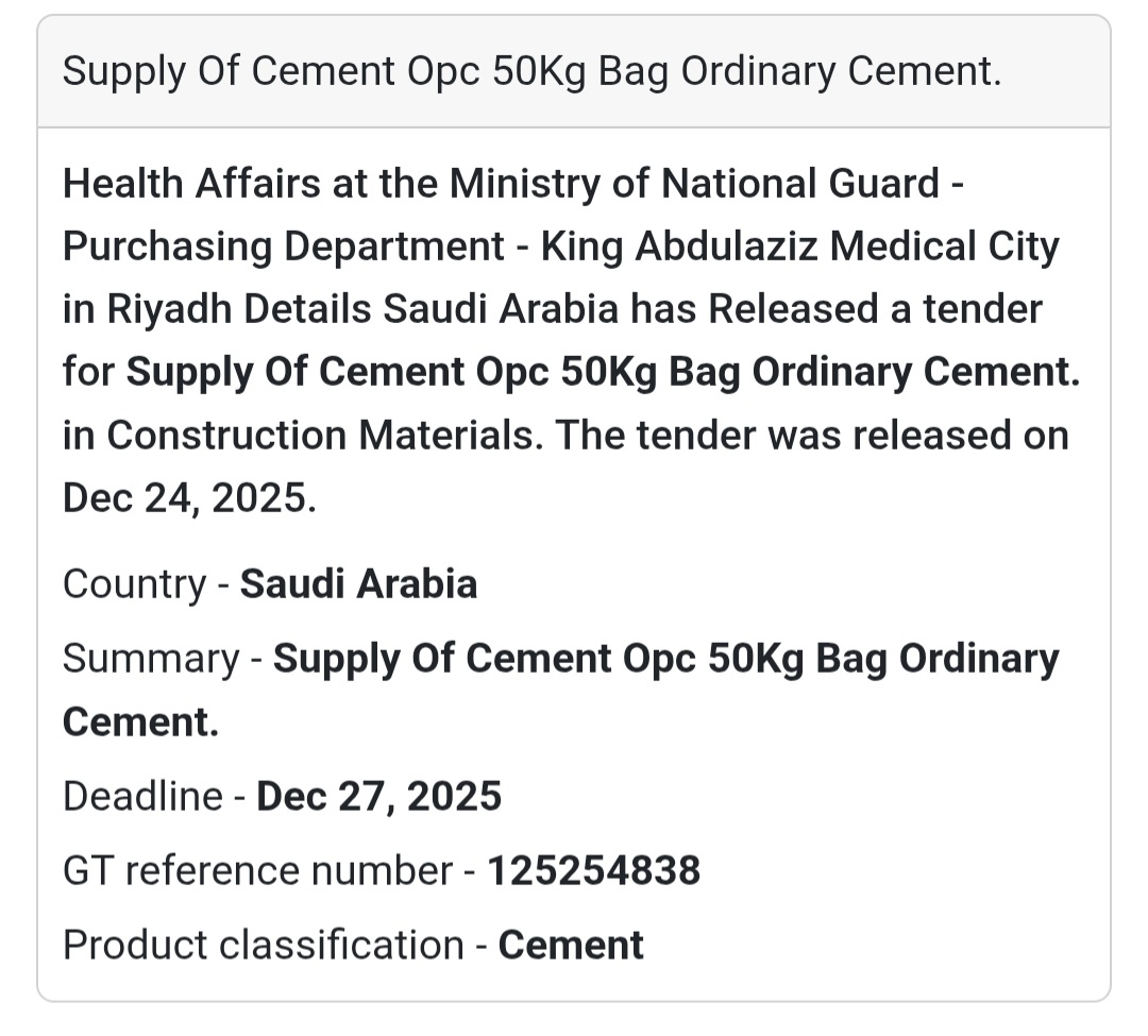 🏗️ Supply of OPC Cement (50kg Bags) 🇸🇦
