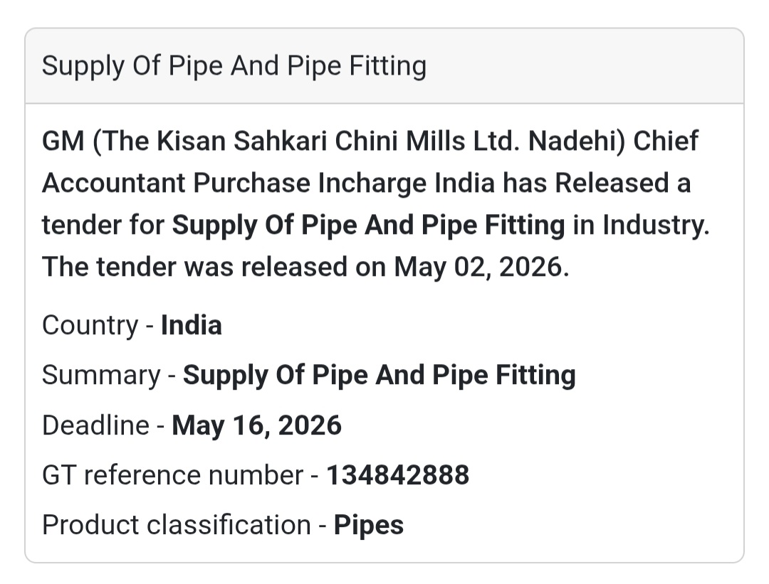 🚰 Supply of Pipes & Fittings