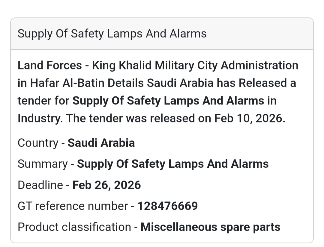 🚨 Supply of Safety Lamps & Alarms
