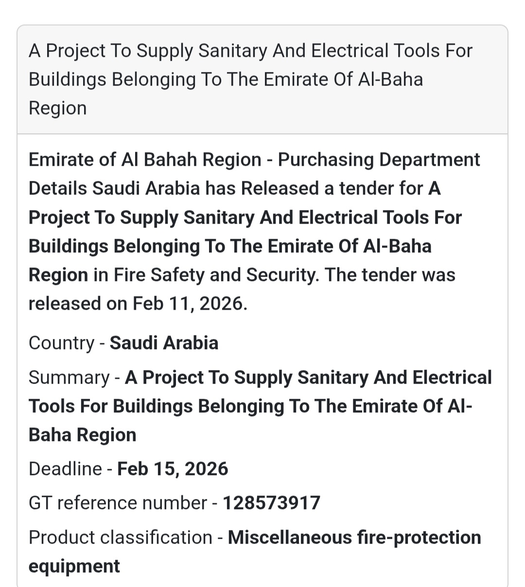 🏗️ Supply of Sanitary & Electrical Tools – Al-Baha Region