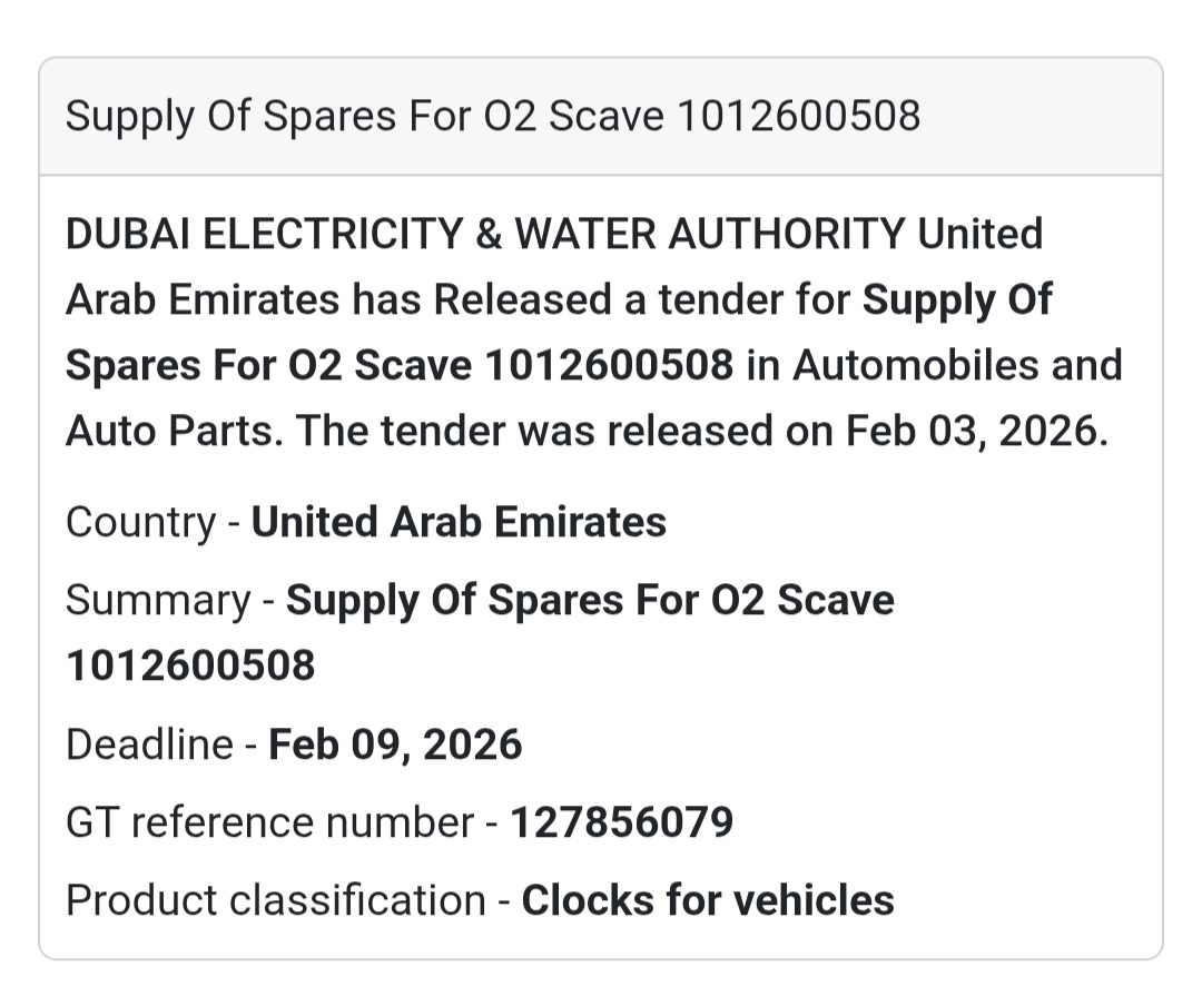🚗 Supply of Spares for O₂ Scave Automobiles & Auto Parts | UAE 🇦🇪