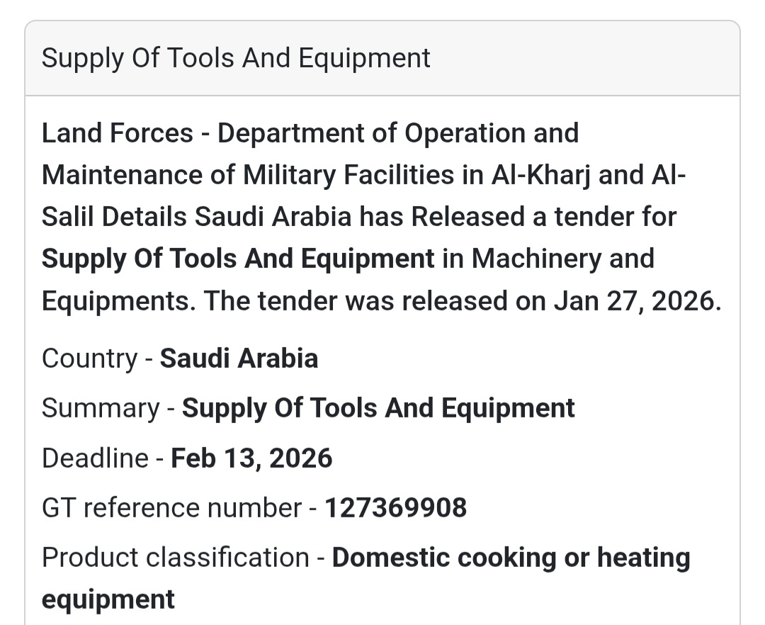 🧰 Supply of Tools & Equipment 🇸🇦 Saudi Arabia
