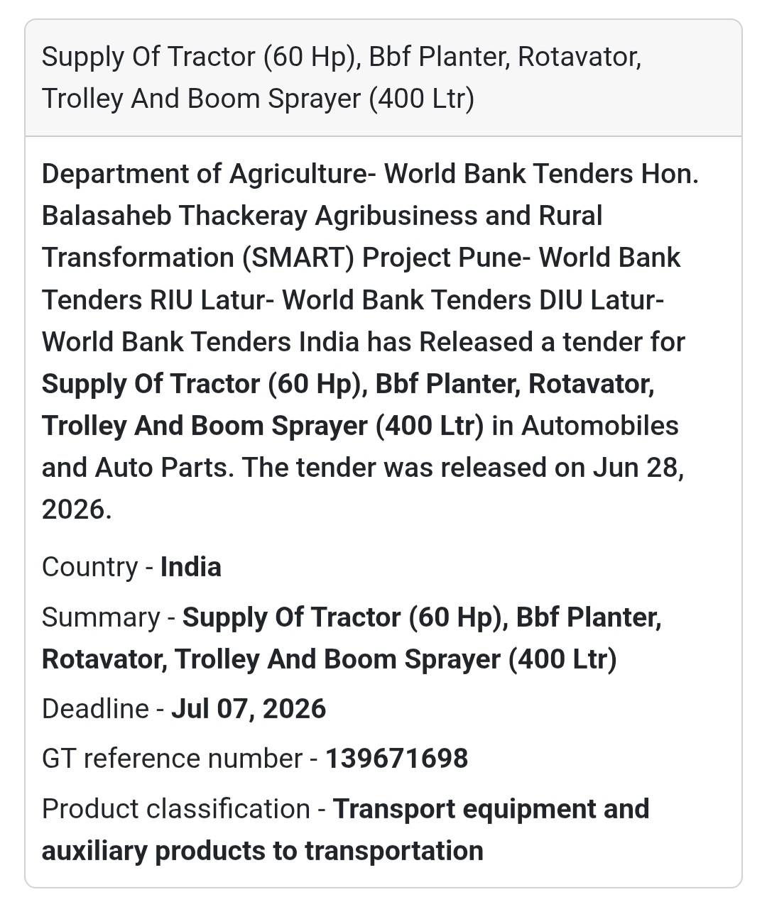 🚜 Supply of Tractor and Agricultural Implements | India 🇮🇳