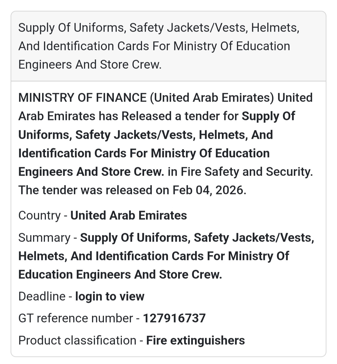 👷 Supply of Uniforms & Safety Gear
