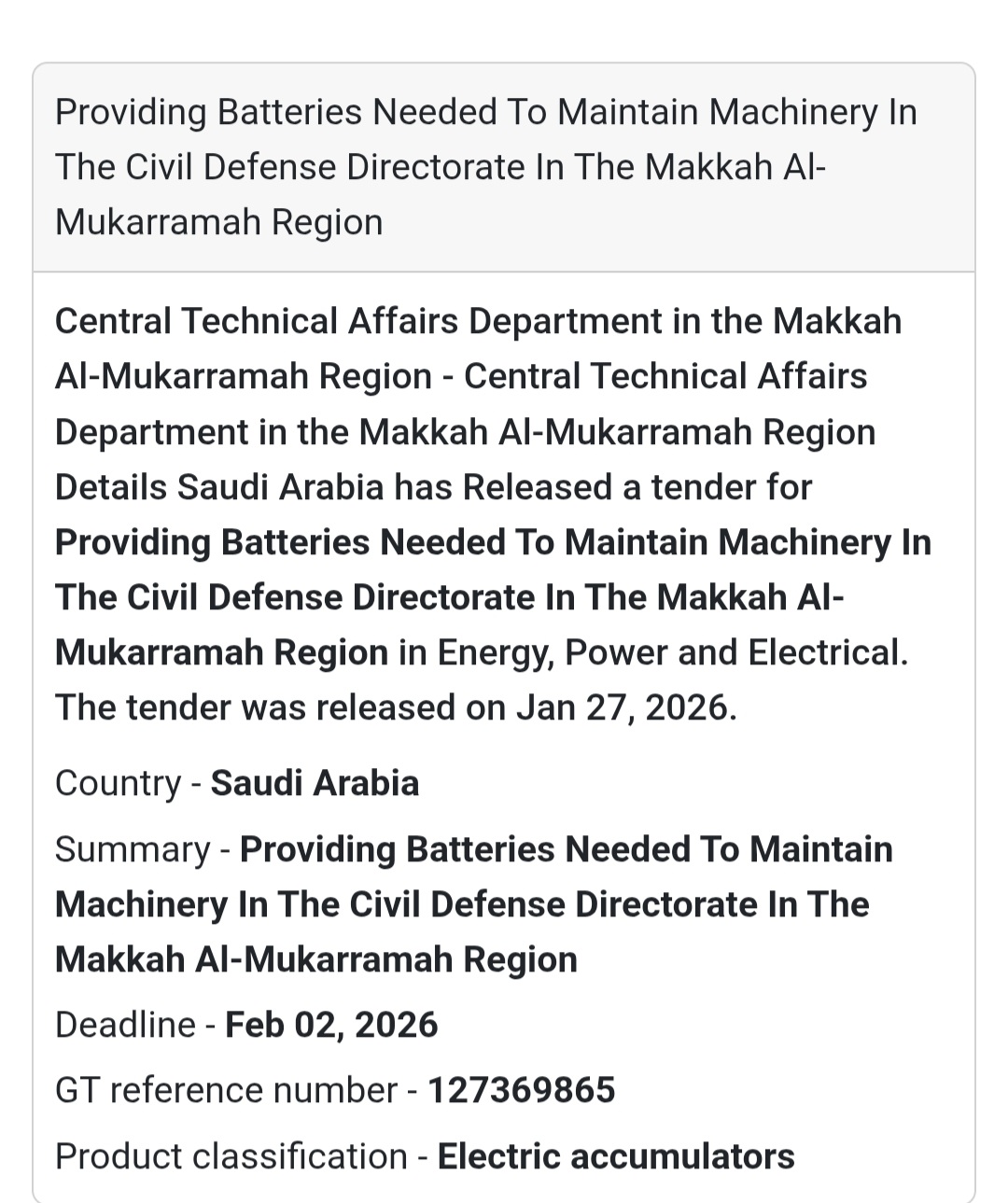 🔋 Supplying Batteries – Civil Defense Directorate