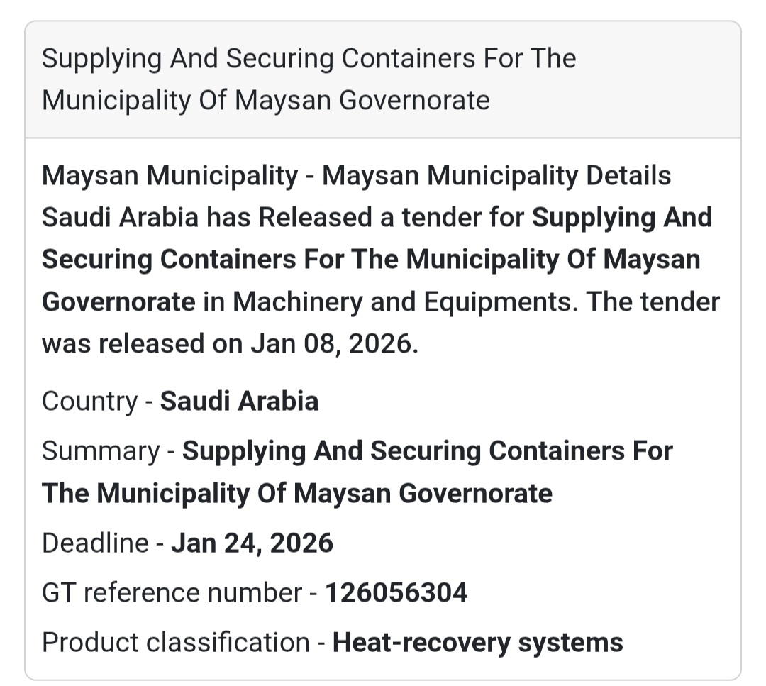 📦 Supplying & Securing Containers – Maysan Municipality