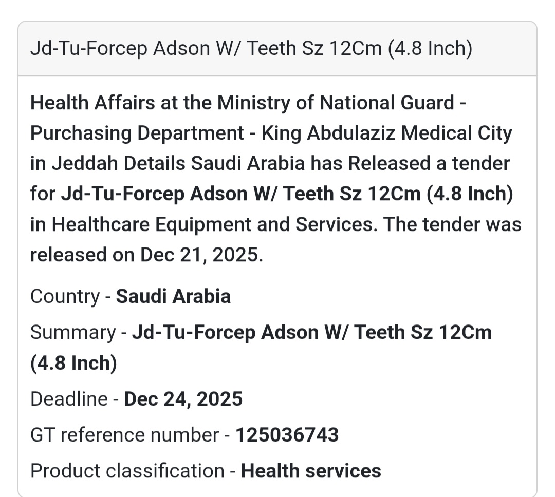 ✂️ Surgical Instruments Tender – Saudi Arabia