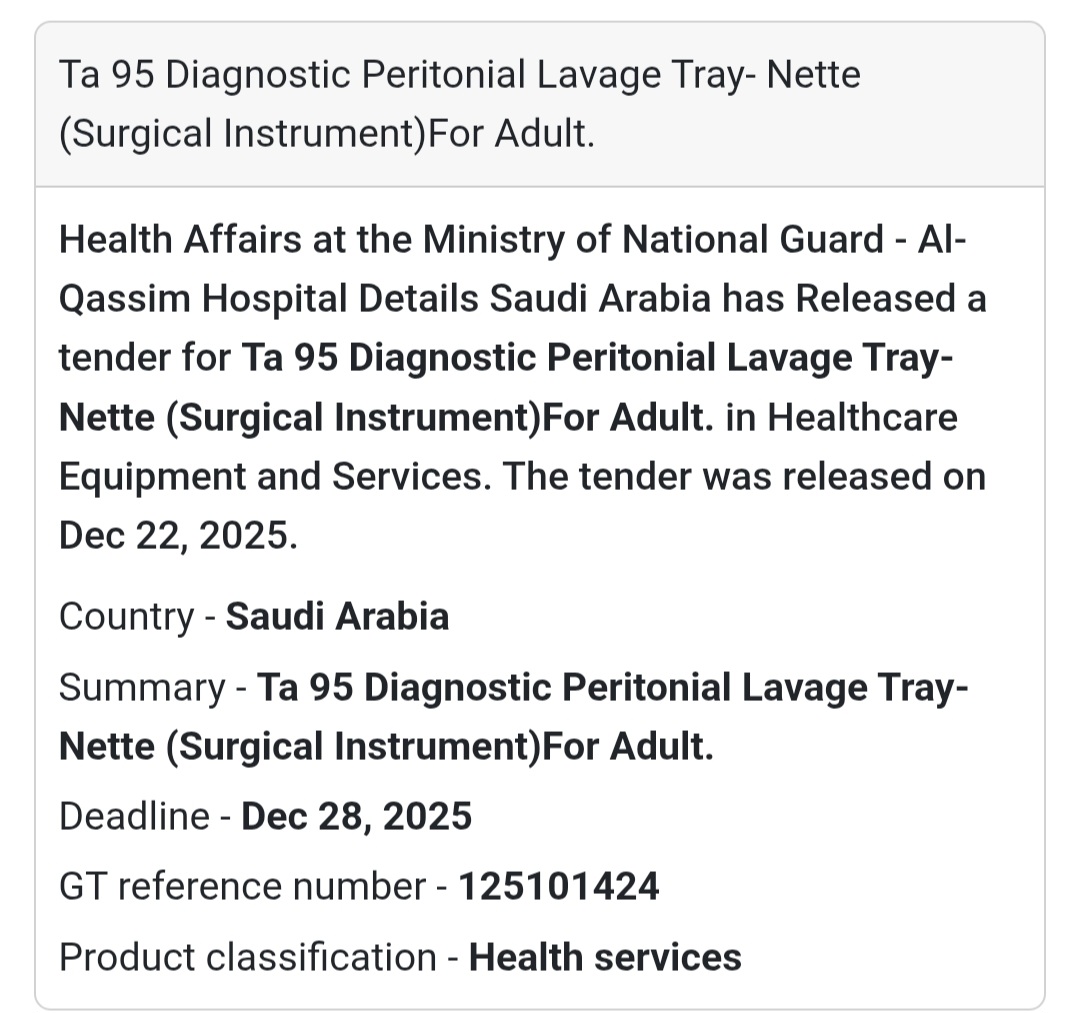🩻 Surgical Instruments Tender – Saudi Arabia 🇸🇦