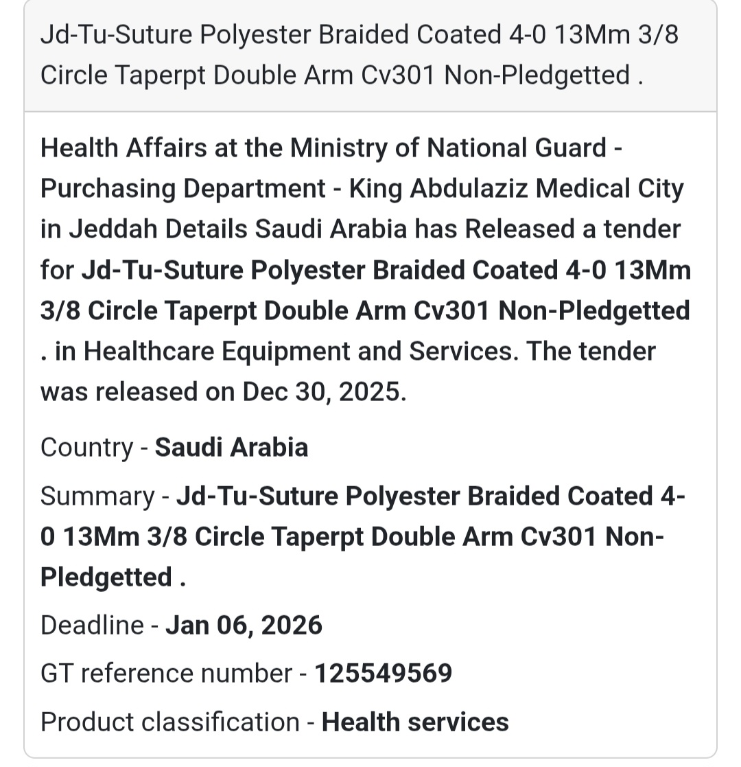 🧵 Suture Material Tender