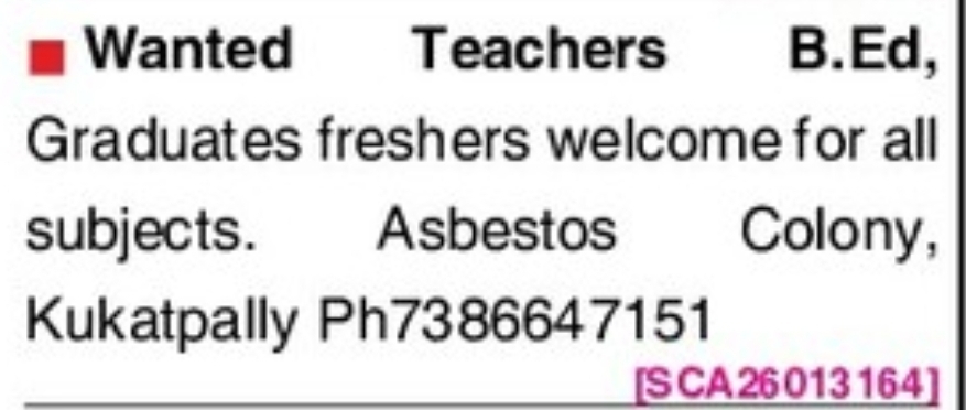 🎓✨ TEACHERS WANTED – FRESHERS WELCOME