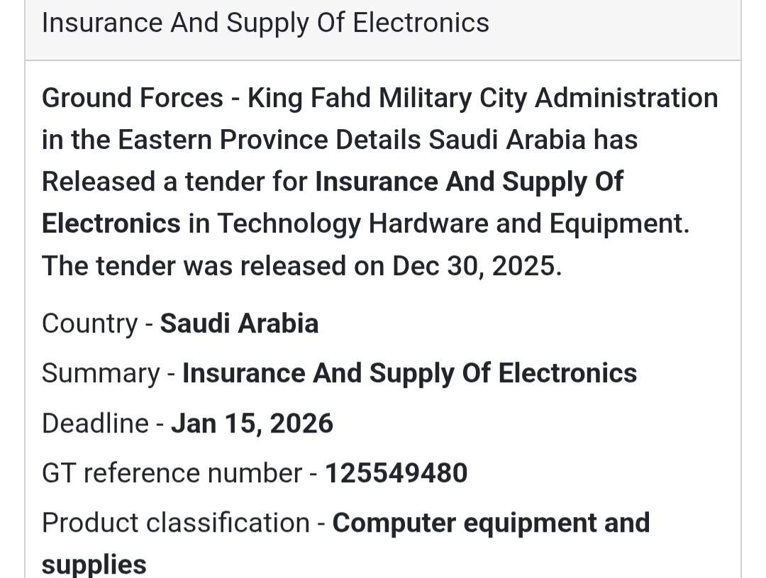 💻 Technology & Electronics Tender