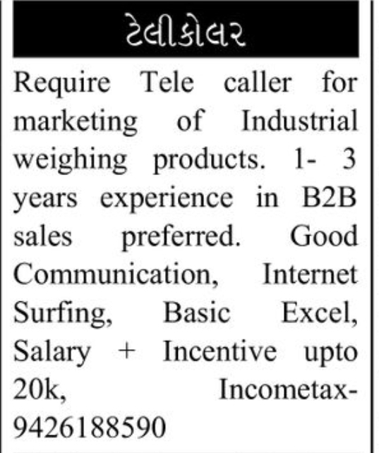 📞 Telecaller – Industrial Products