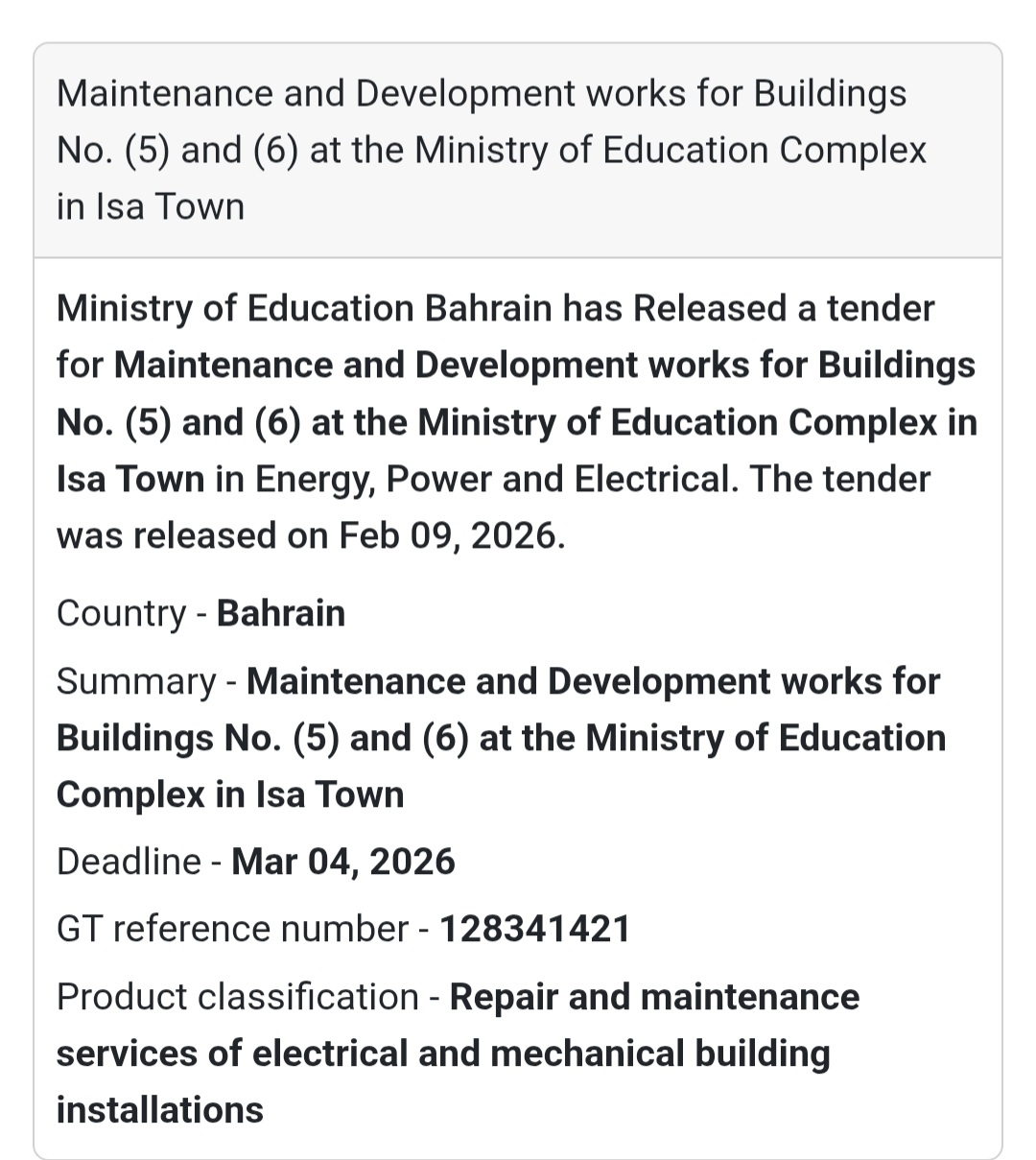 🏗️ Tender Alert | Building Maintenance & Development