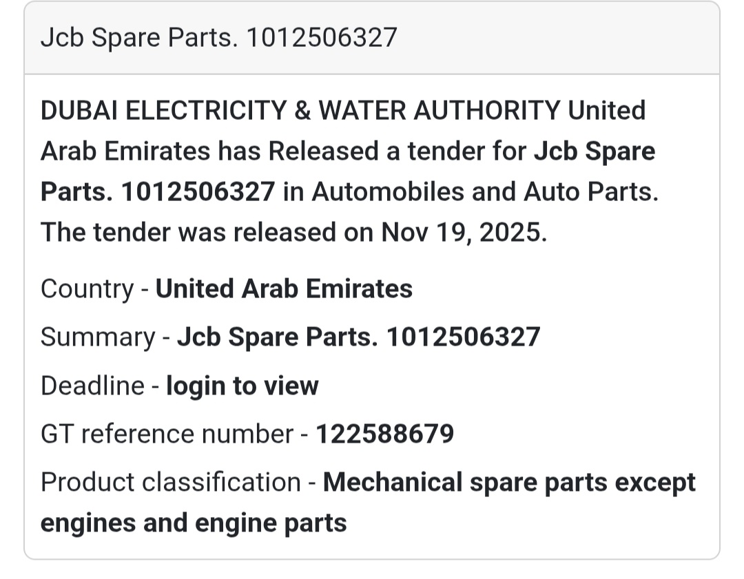 🔧 Tender Alert – Dubai Electricity & Water Authority (DEWA) 🇦🇪