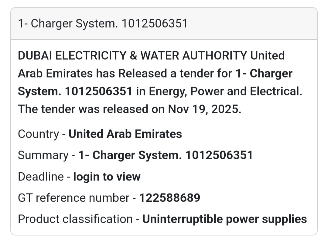 ⚡ Tender Alert – Dubai Electricity & Water Authority (DEWA) 🇦🇪