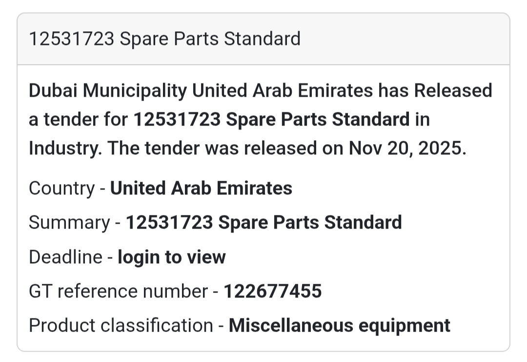 🛠️ Tender Alert – Dubai Municipality, UAE 🇦🇪