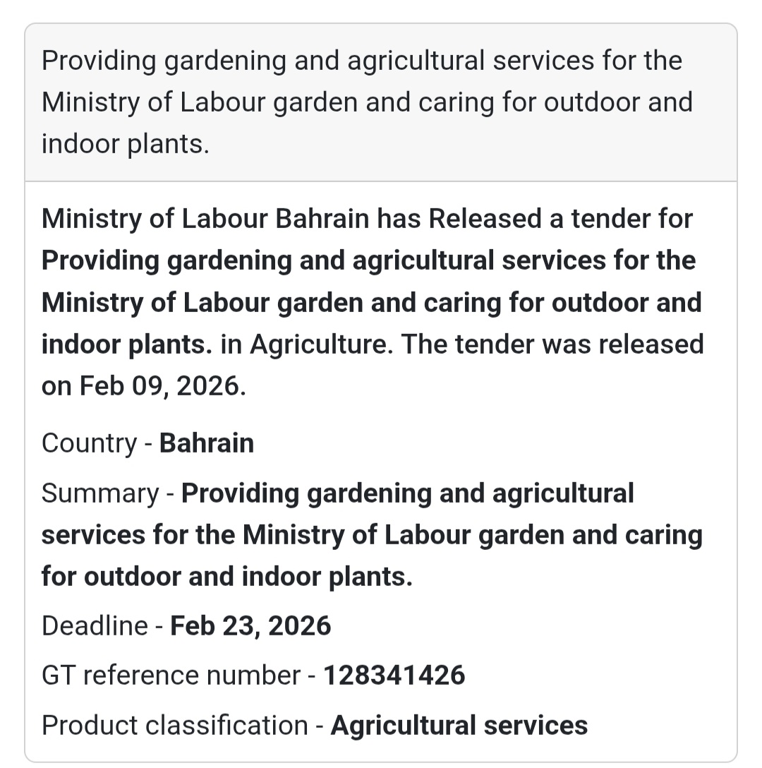 🌱 Tender Alert | Gardening & Agricultural Services