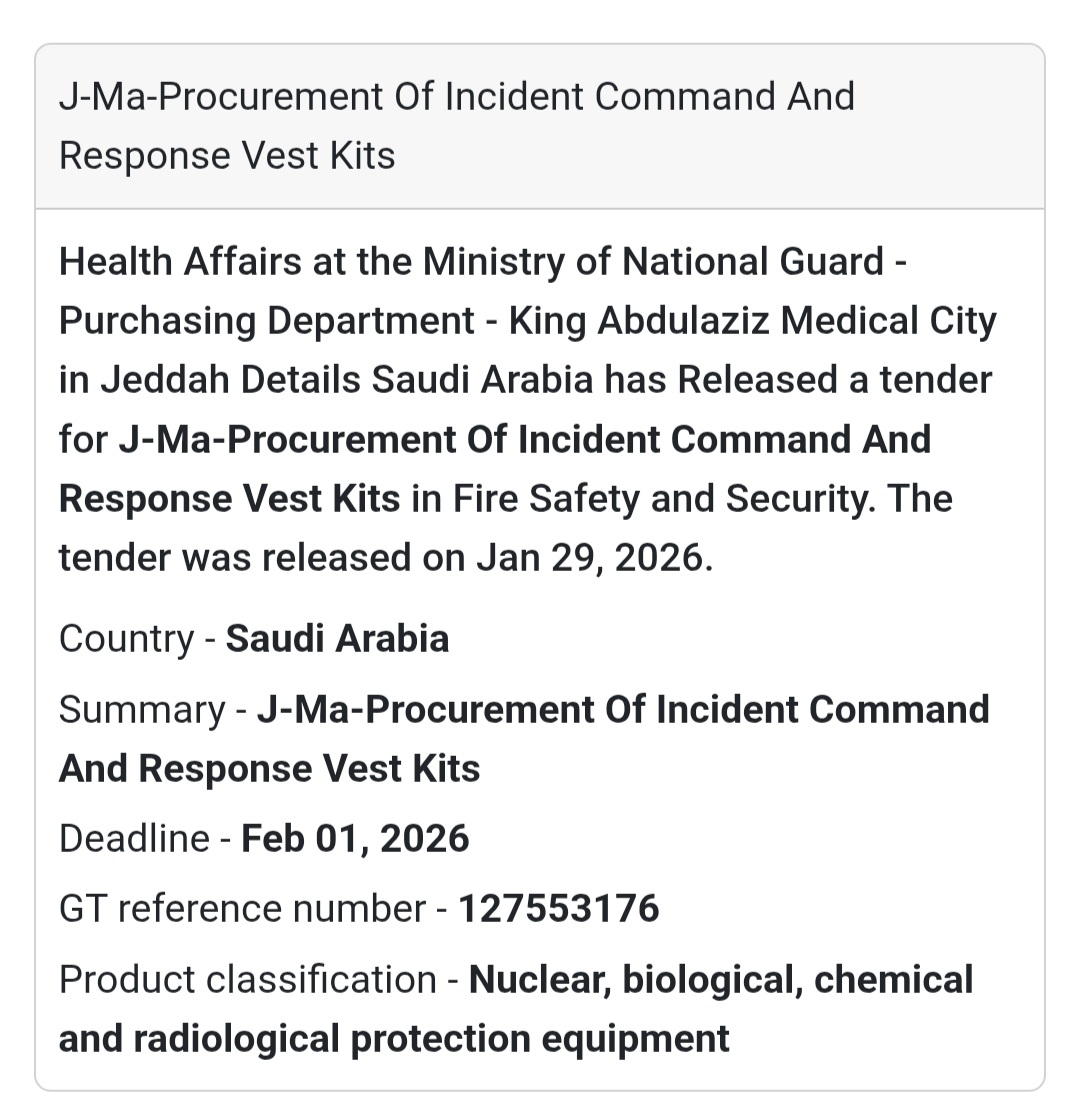 🚨 Tender Alert: Incident Command & Response Vest Kits 🚨