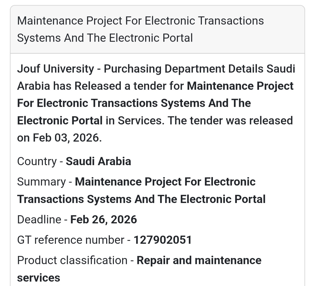 🇸🇦 Tender Alert: Jouf University