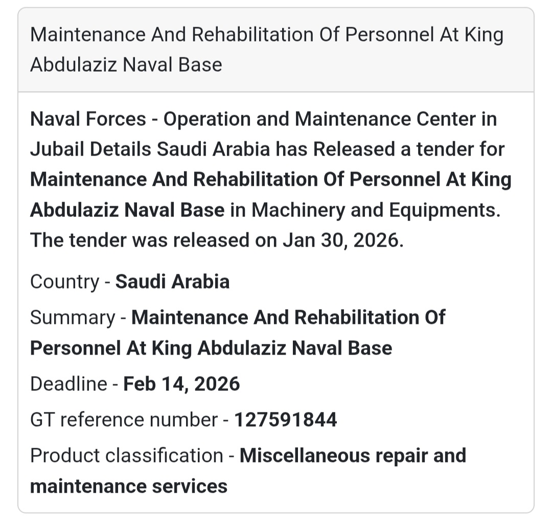 🇸🇦 Tender Alert: King Abdulaziz Naval Base  Project Summary