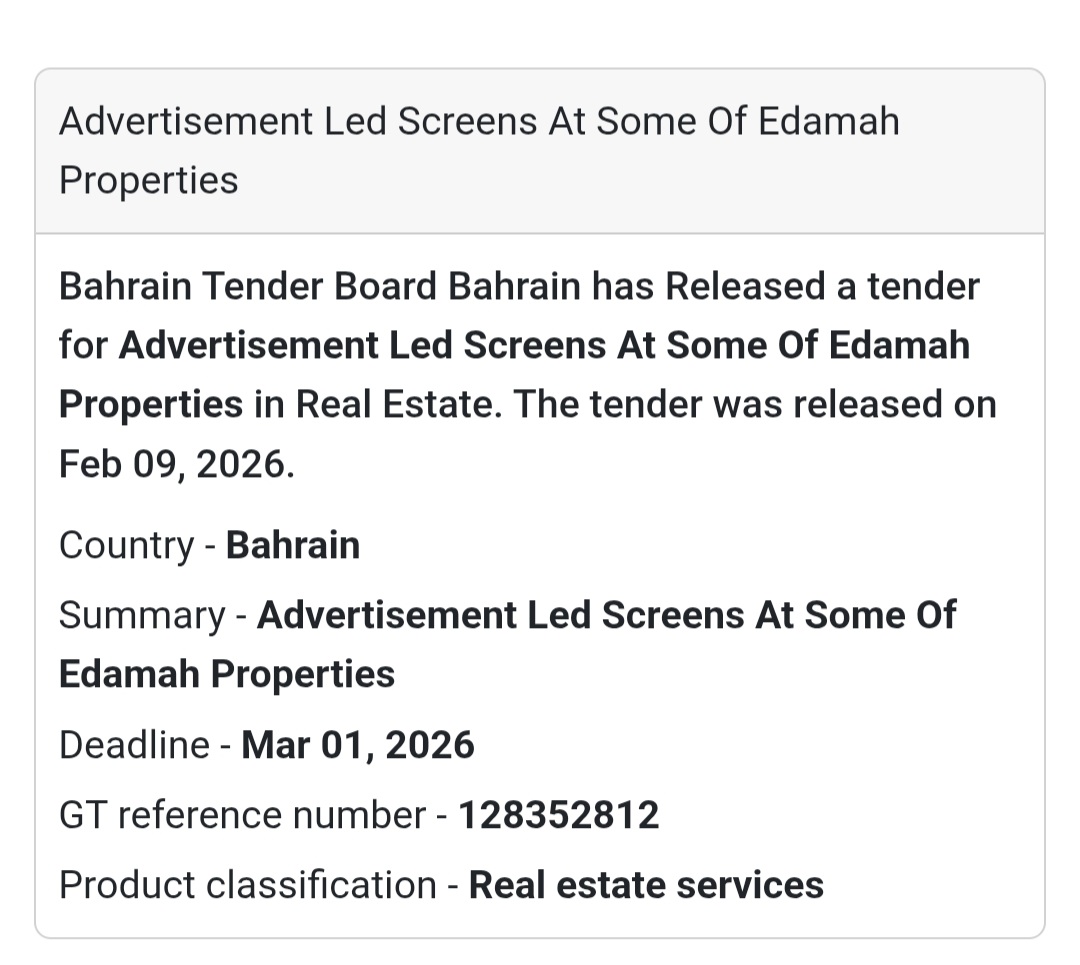 🖥️ Tender Alert | LED Advertising Screens Edamah Properties