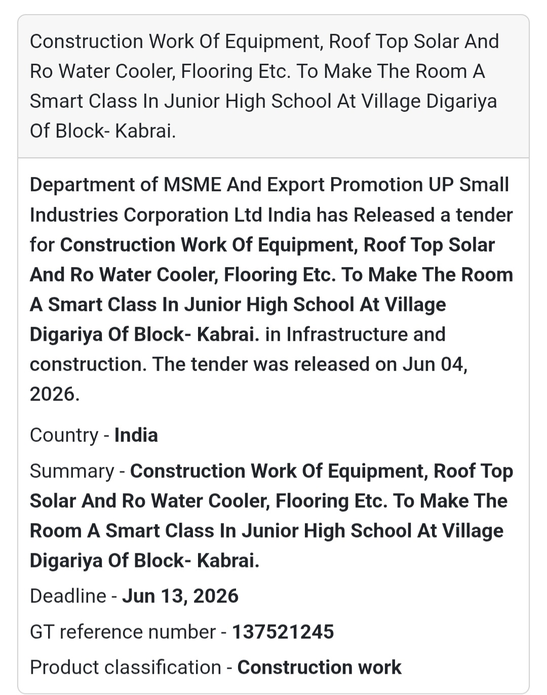 🏫 Tender Alert | Mahoba | Smart Classroom Development