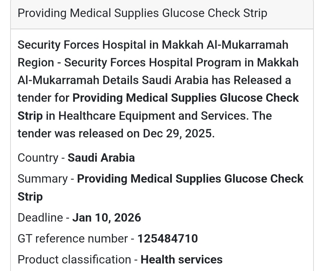 Tender Alert: Medical Supplies in Saudi Arabia