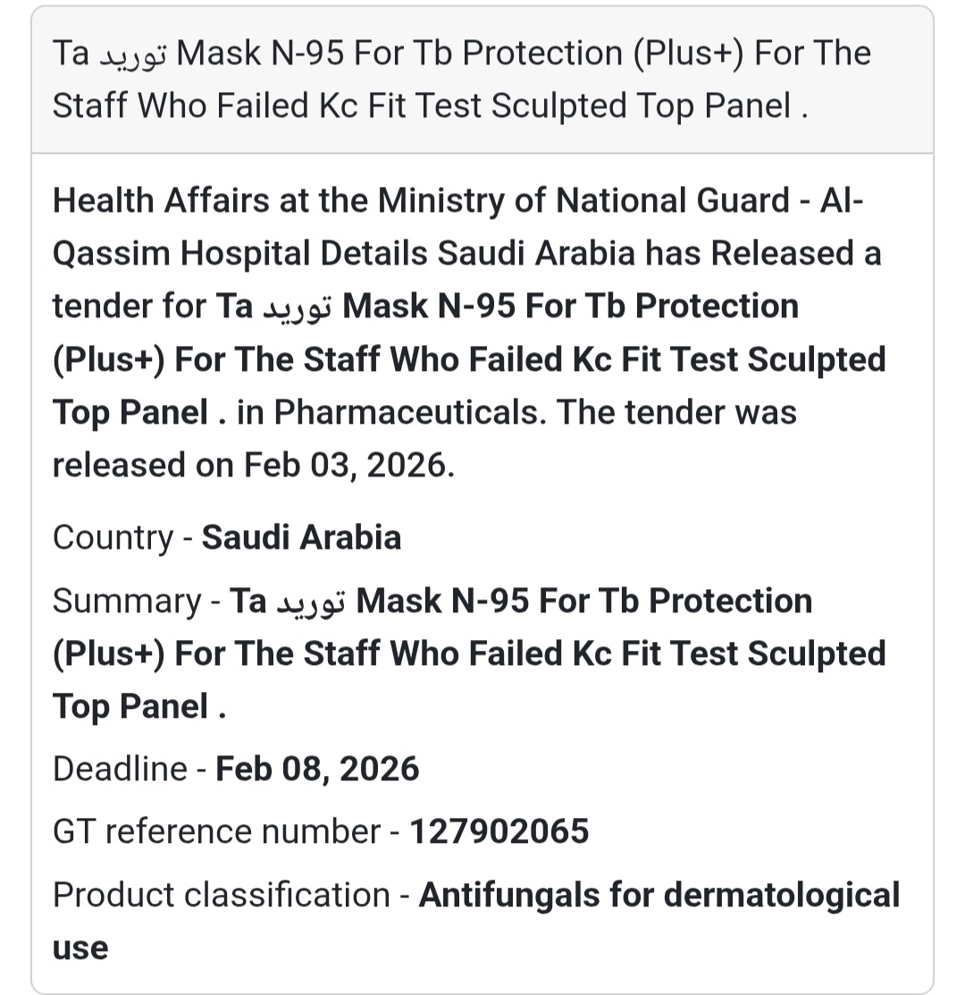 🇸🇦 Tender Alert: N-95 Masks in Saudi Arabia  Health Affairs