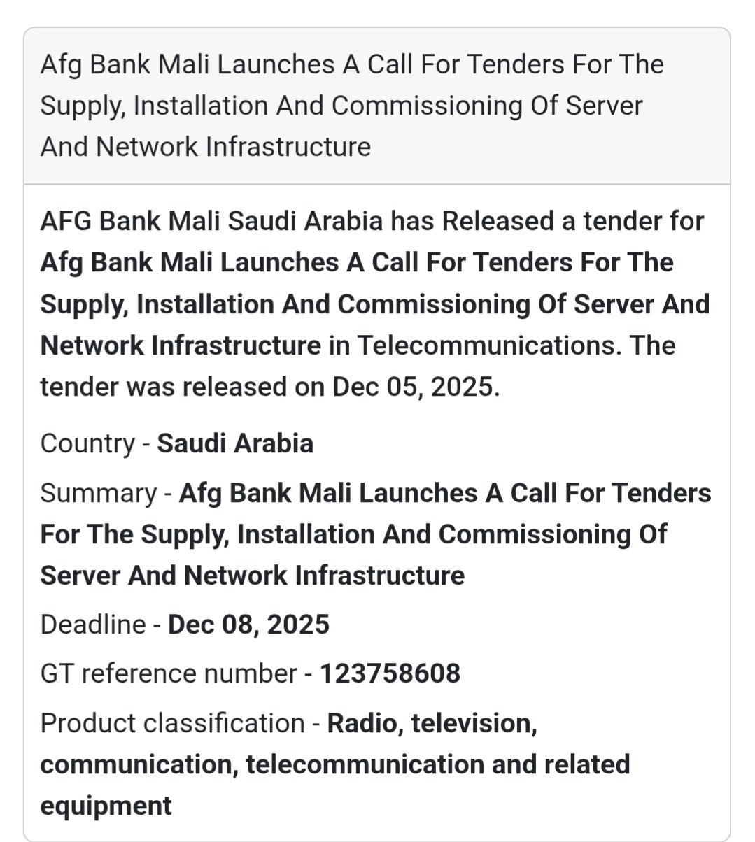 🛠️ Tender Alert – Saudi Arabia 🇸🇦
